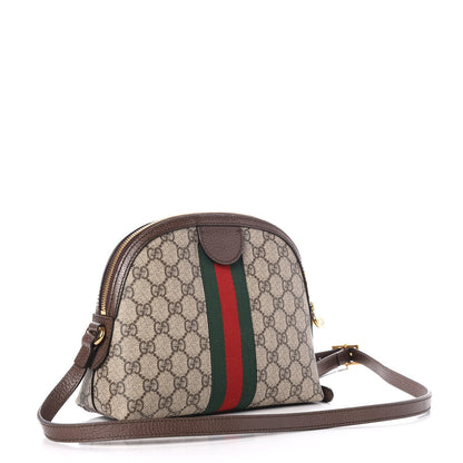Gucci GG Supreme Monogram Textured Dollar Calfskin Web Small Ophidia Dome Shoulder Bag Beige Ebony New Acero 3 of 7