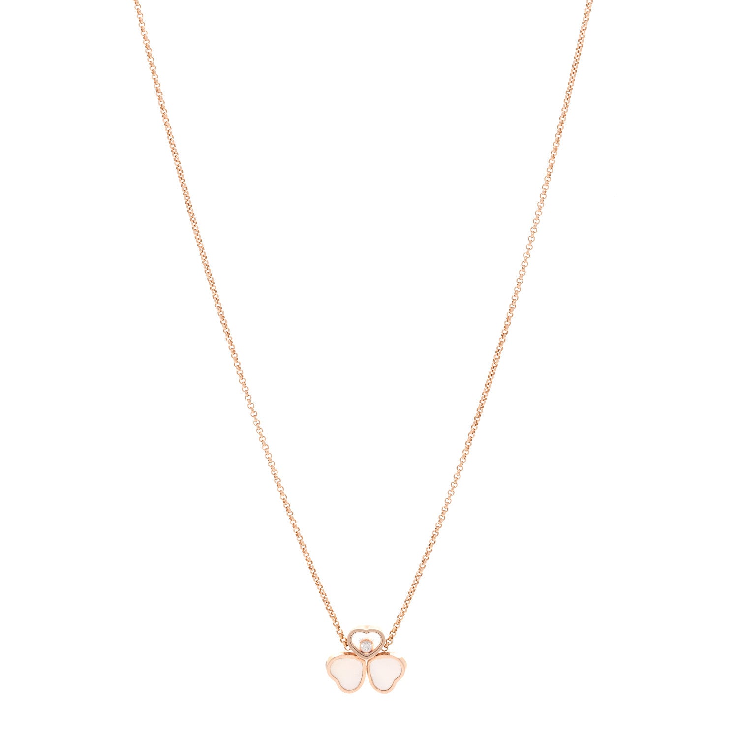 Chopard 18K Rose Gold Diamond Mother of Pearl Happy Hearts Wings Pendant Necklace 1 of 4
