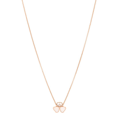 Chopard 18K Rose Gold Diamond Mother of Pearl Happy Hearts Wings Pendant Necklace 1 of 4