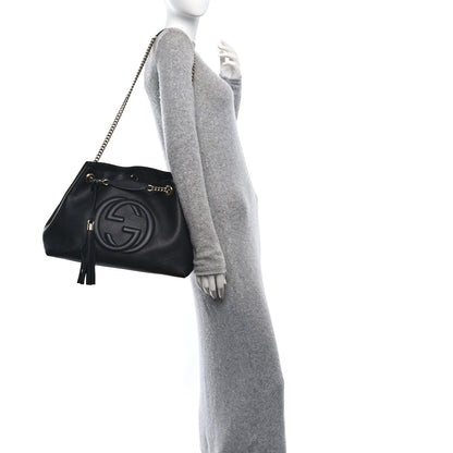 Gucci Pebbled Calfskin Medium Soho Chain Shoulder Bag Black 3 of 10