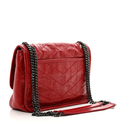Saint Laurent Crinkled Calfskin Matelasse Monogram Baby Niki Chain Satchel Rouge Eros 3 of 10