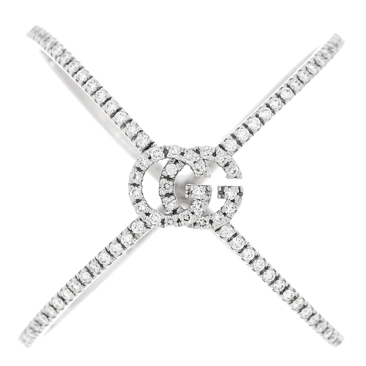 18K White Gold Diamond Running G Cross Ring 55 7.25