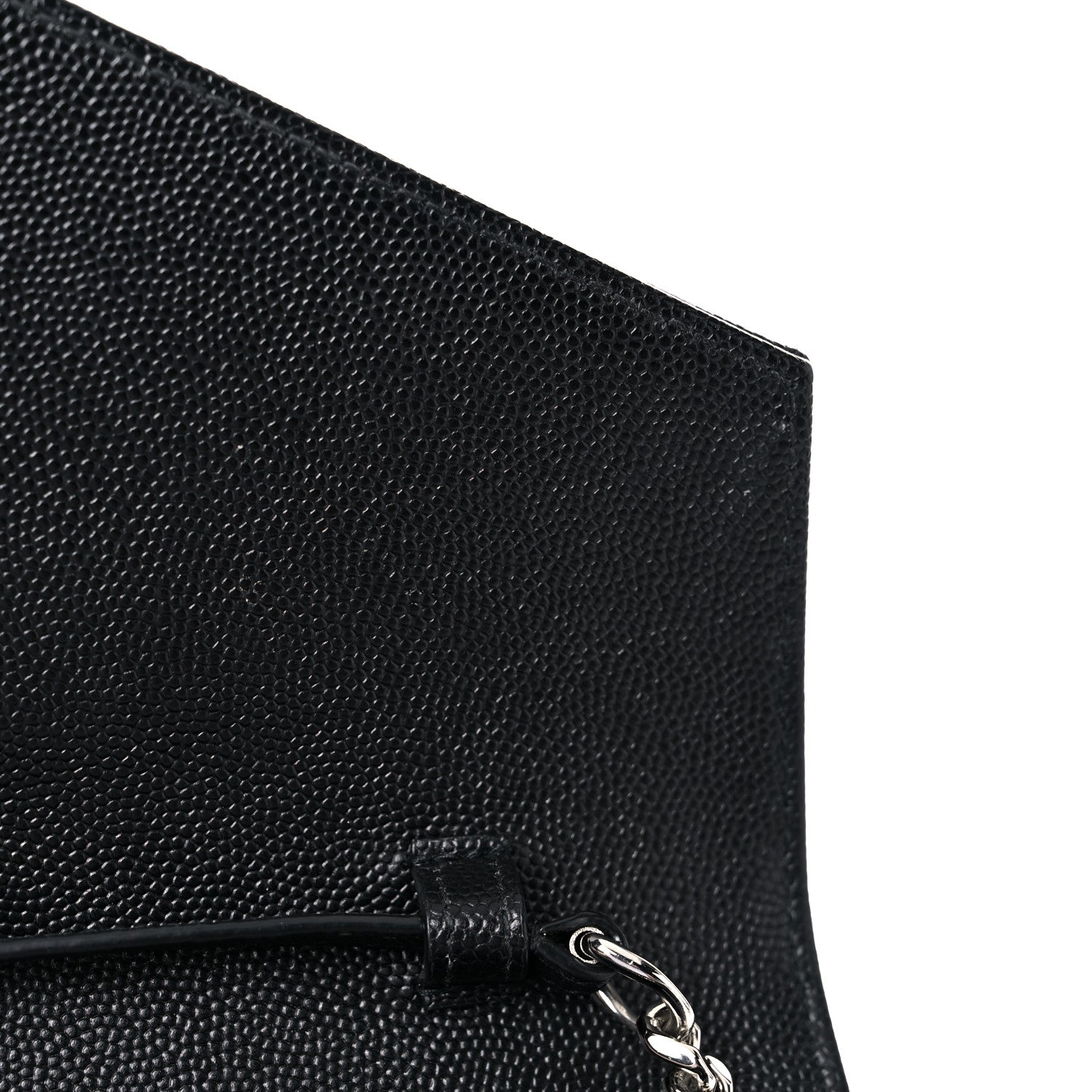 Saint Laurent Grain De Poudre Matelasse Chevron Monogram Chain Wallet Black 13 of 14