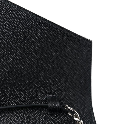 Saint Laurent Grain De Poudre Matelasse Chevron Monogram Chain Wallet Black 13 of 14