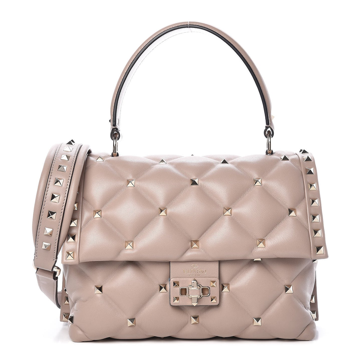 Nappa Medium Candystud Top Handle Bag Poudre
