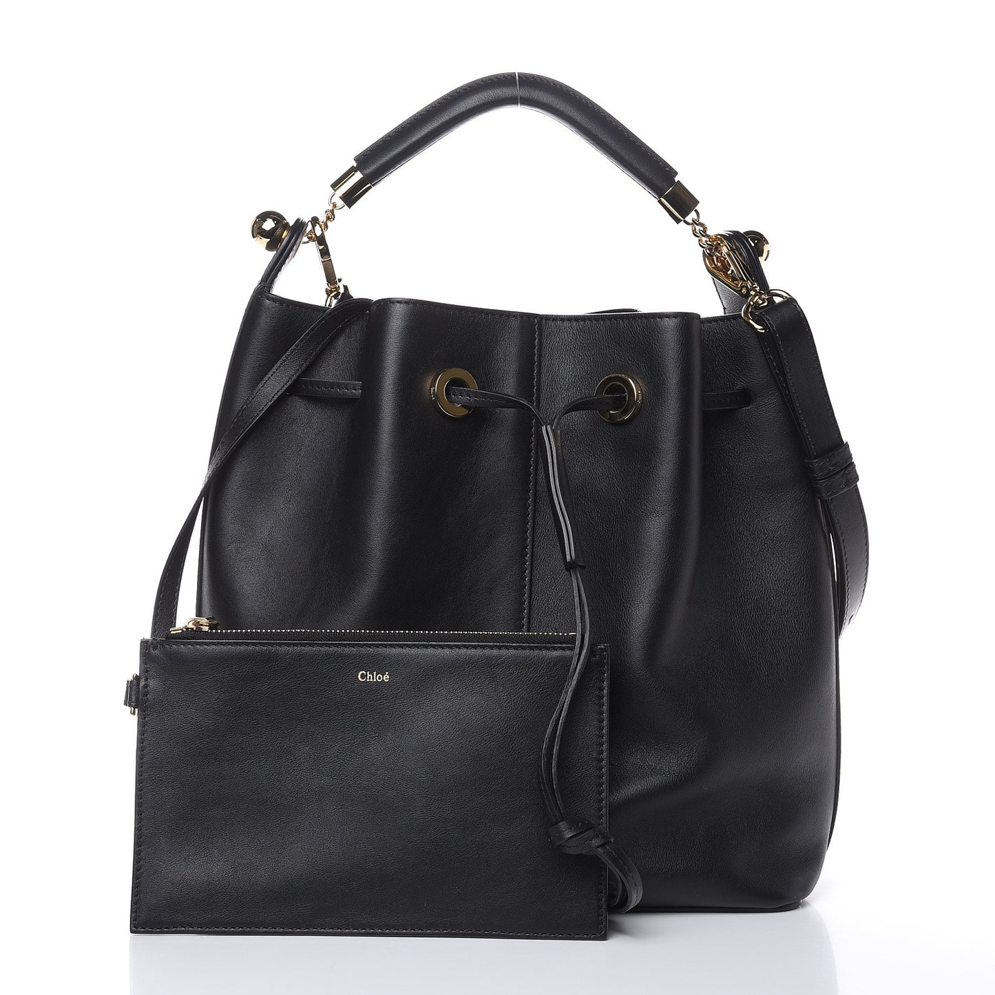 Calfskin Gala Medum Bucket Bag Black
