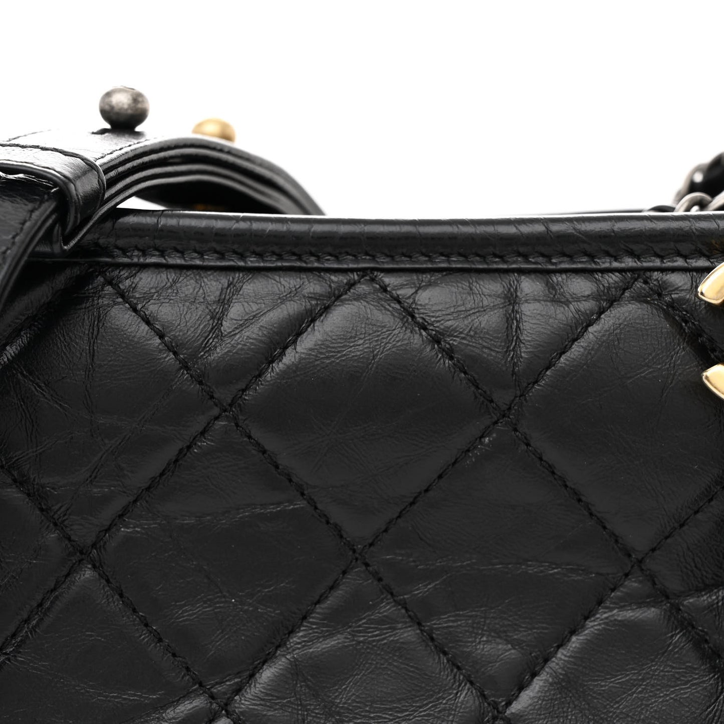 Aged Calfskin Quilted Small Gabrielle Hobo Black