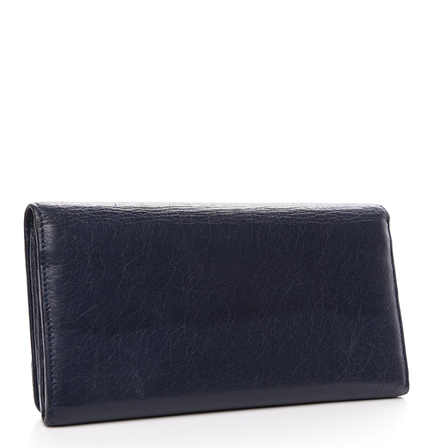 Agneau Classic Silver Hardware Money Wallet Bleu Obscur
