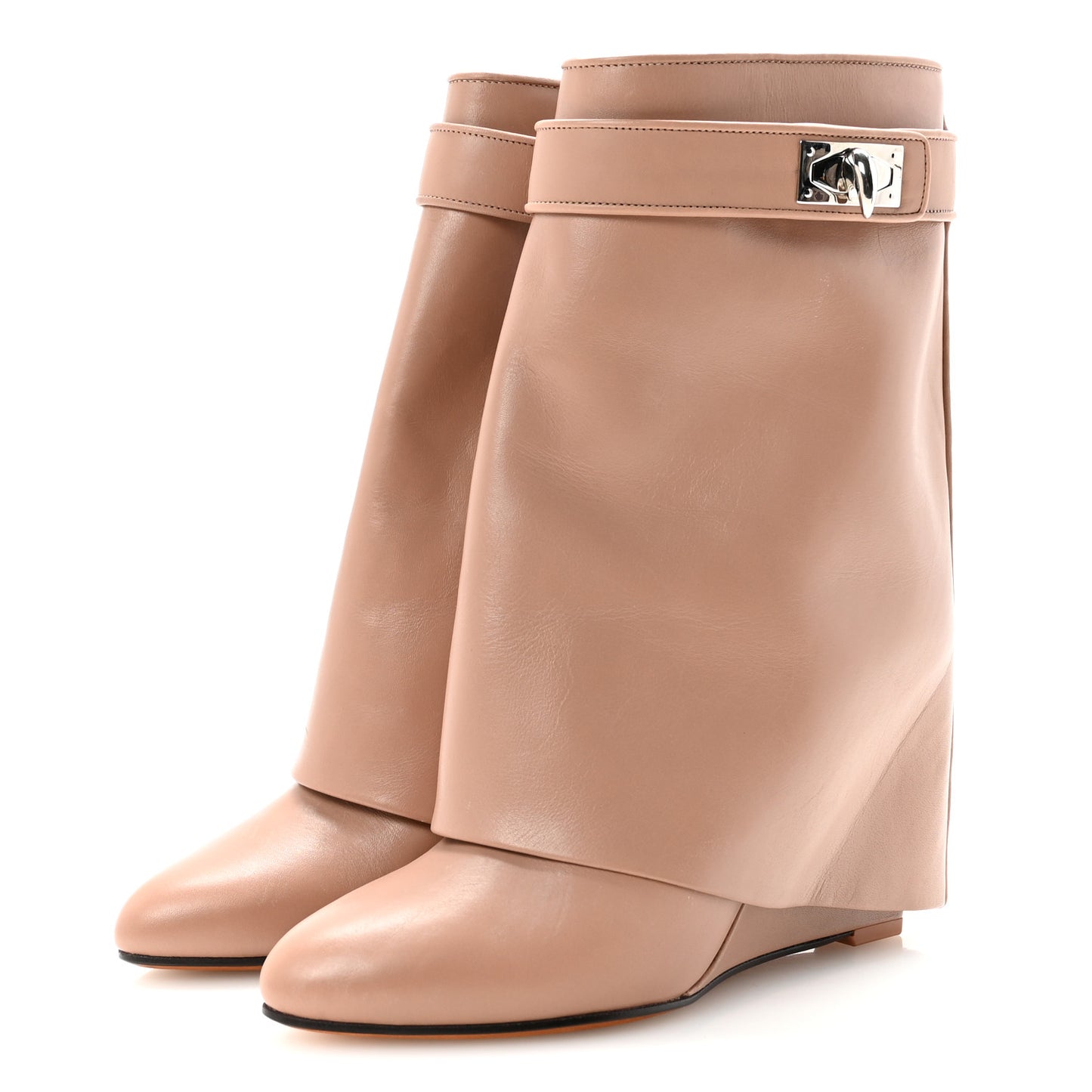 Calfskin Shark Lock Ankle Boots 37 Vieux Rose