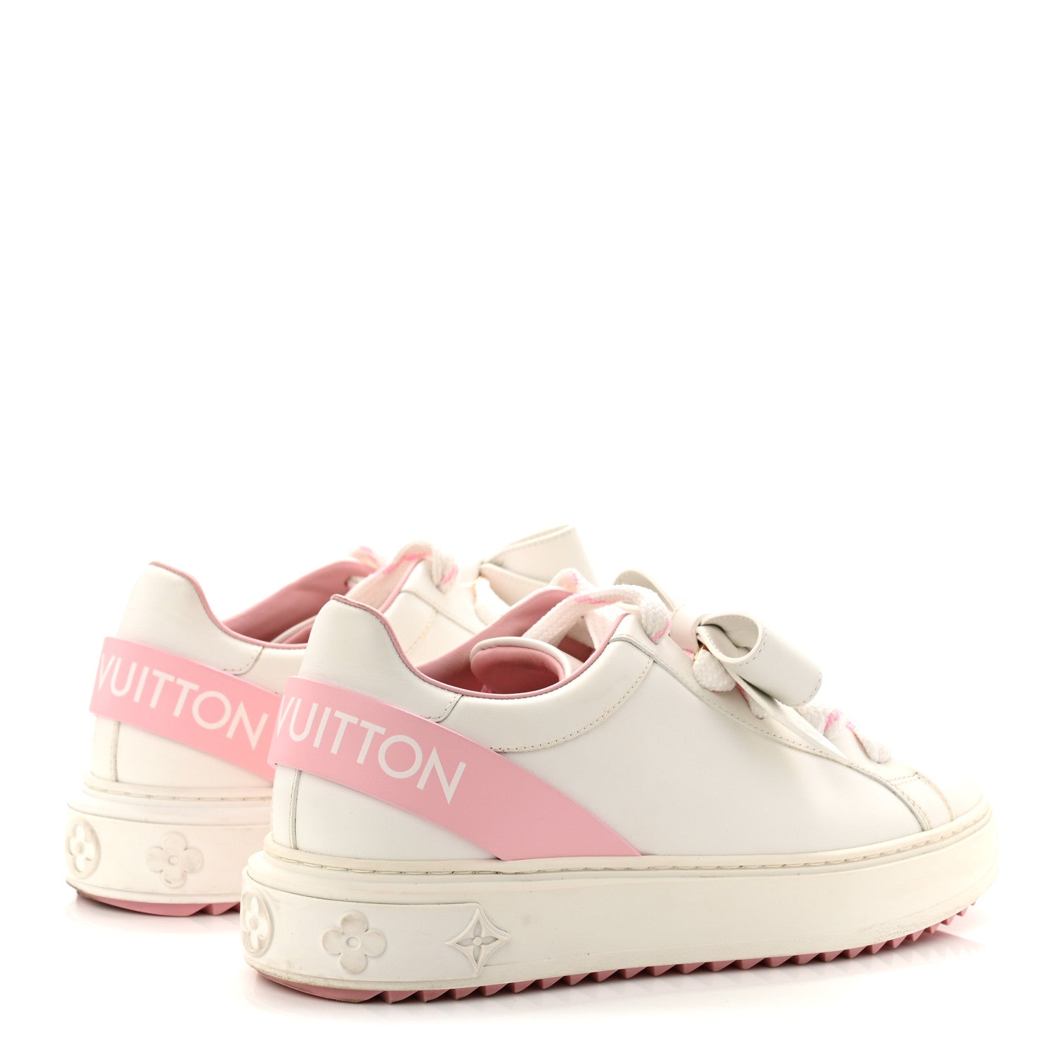 Louis Vuitton Time Out Bow Sneakers 37.5 White Pink 5 of 10