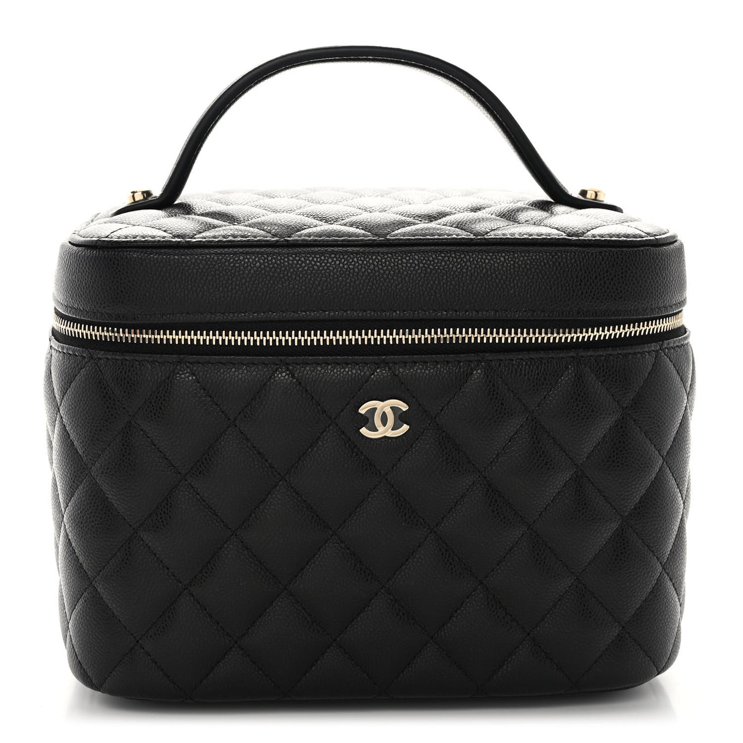 Caviar Quilted Large Vanity Pouch Black