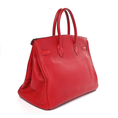 Hermes Taurillon Clemence Birkin 35 Rouge Vif 2 of 11