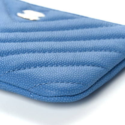 Chanel Caviar Chevron Quilted Small Cosmetic Case Blue 10 of 10