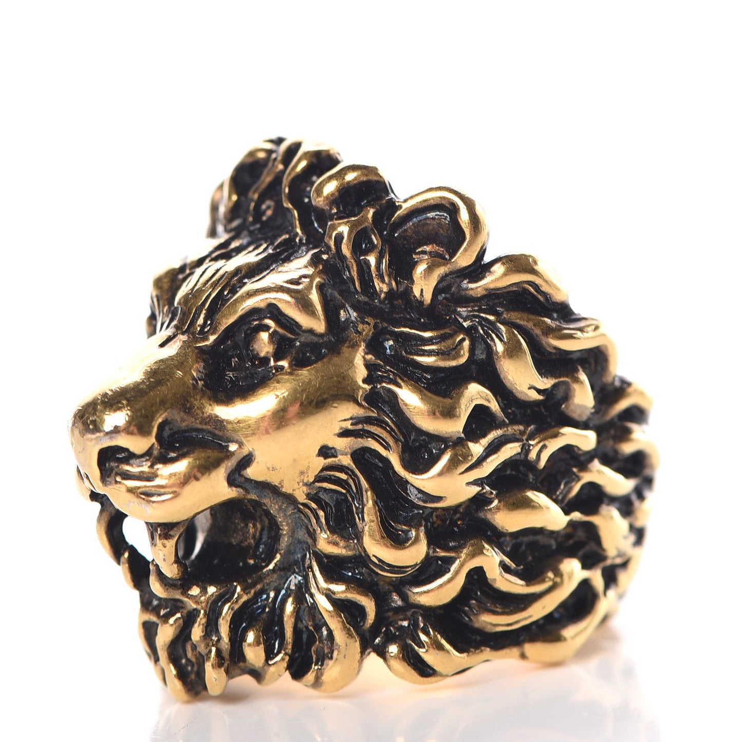 Metal Lion Head Ring 8.5 Aged Gold