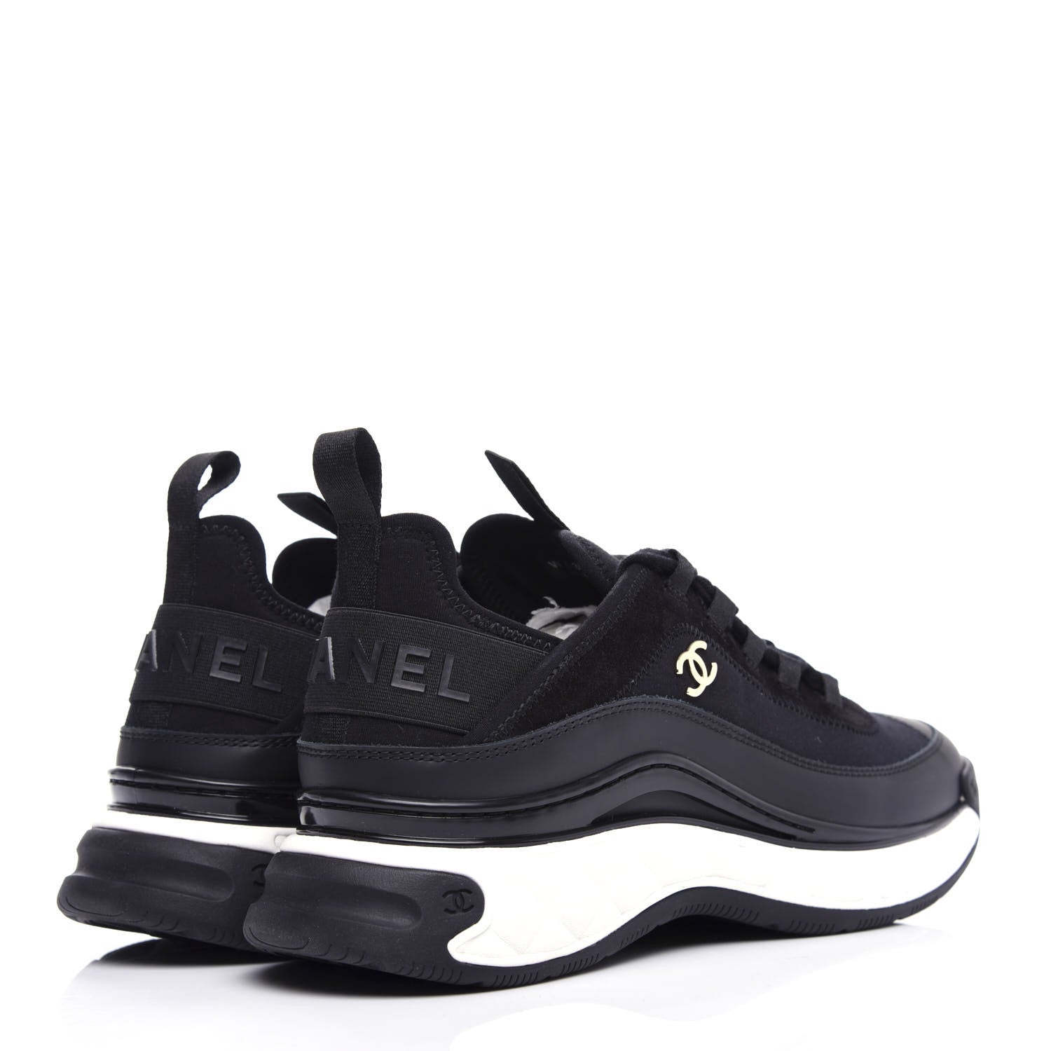 Chanel Velvet Calfskin Mixed Fibers CC Sneakers 40 Black 4 of 10