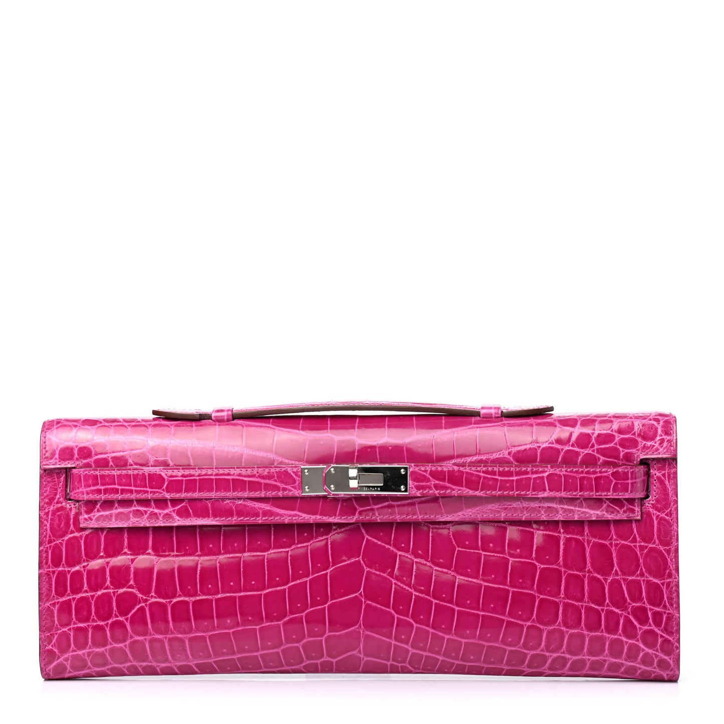 Shiny Niloticus Crocodile Kelly Cut Pochette Rose Scheherazade