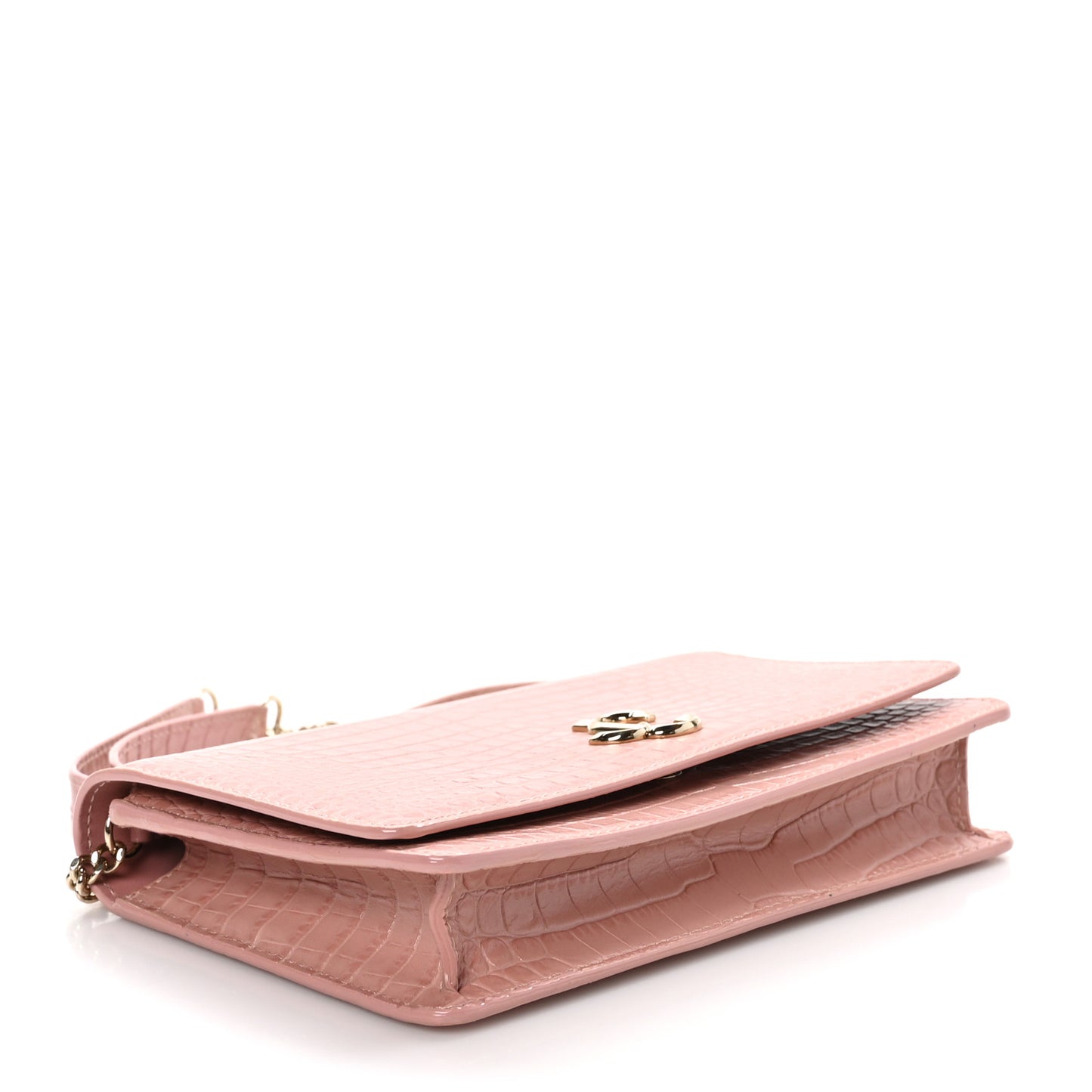 Calfskin Crocodile Embossed Palace Crossbody Blush