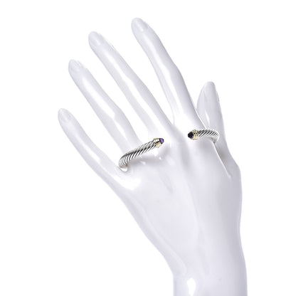 David Yurman Sterling Silver 14K Yellow Gold Amethyst 5mm Cable Classics Petite Color Bracelet 2 of 4