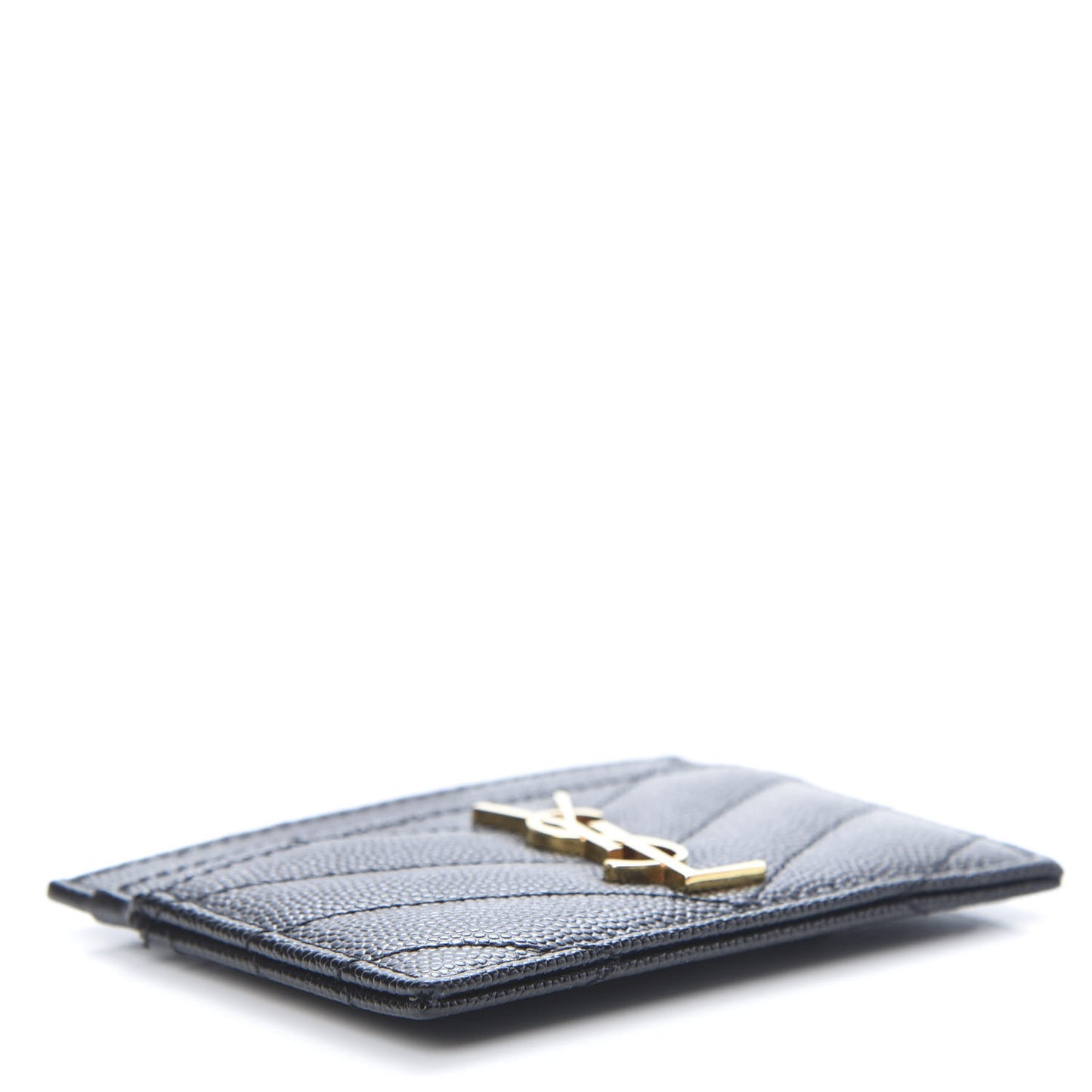 Grain De Poudre Matelasse Chevron Monogram Credit Card Case Black