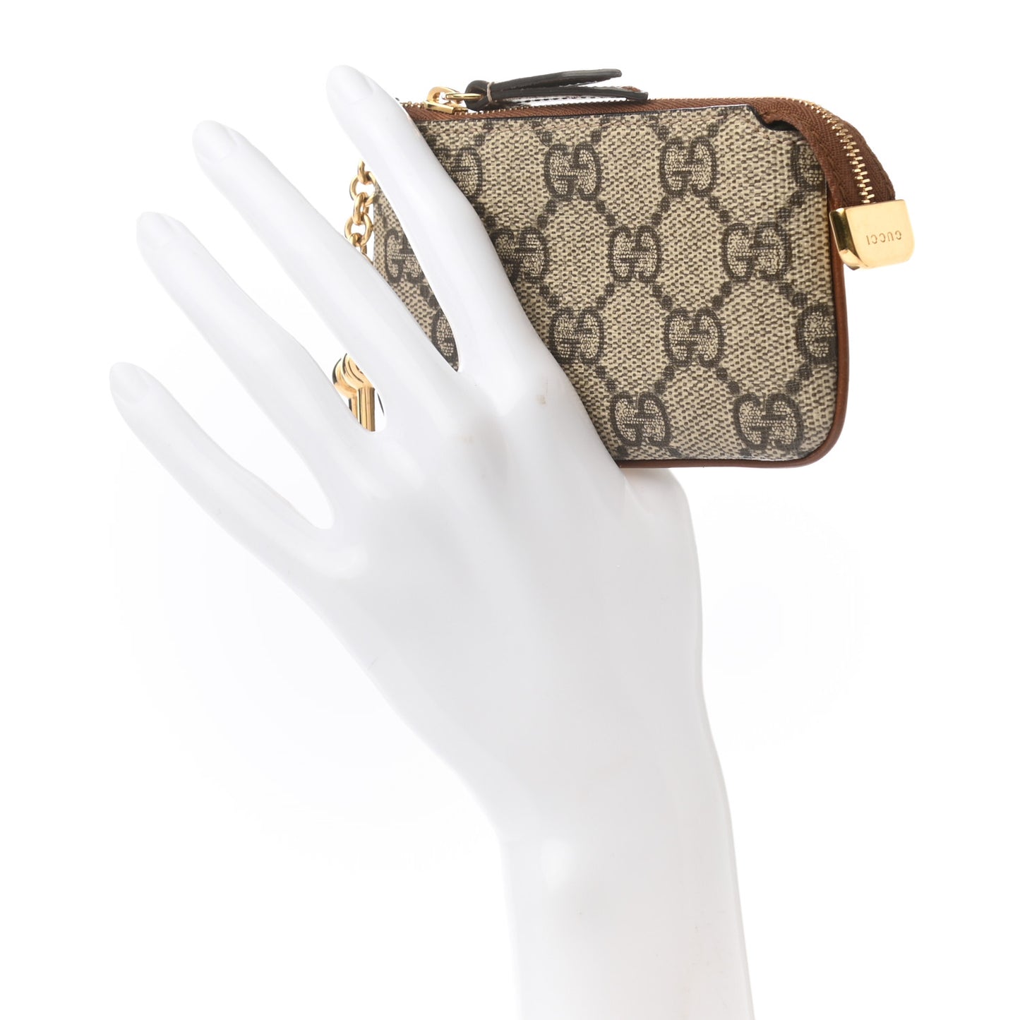 GG Supreme Monogram Key Case Brown