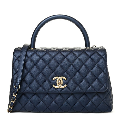 Chanel Iridescent Caviar Quilted Small Coco Handle Flap Dark Blue 1 of 4