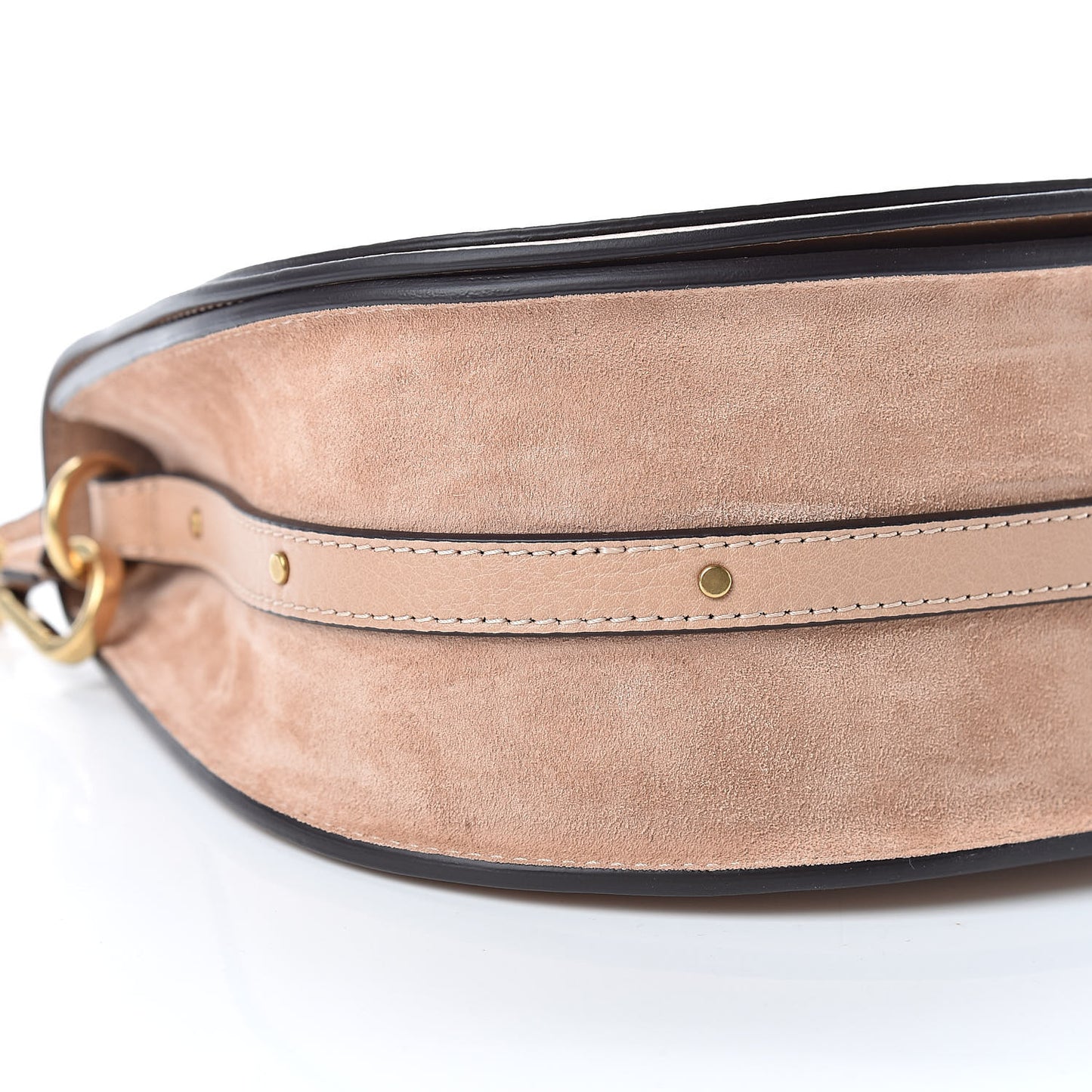 Calfskin Suede Medium Nile Bracelet Bag Biscotti Beige