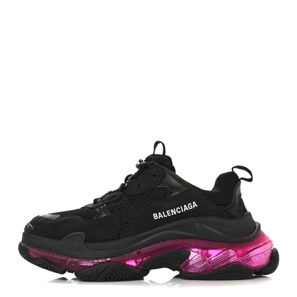 Balenciaga Fabric Mesh Clear Sole Womens Triple S Sneakers 38 Black Pink Neon 1 of 7