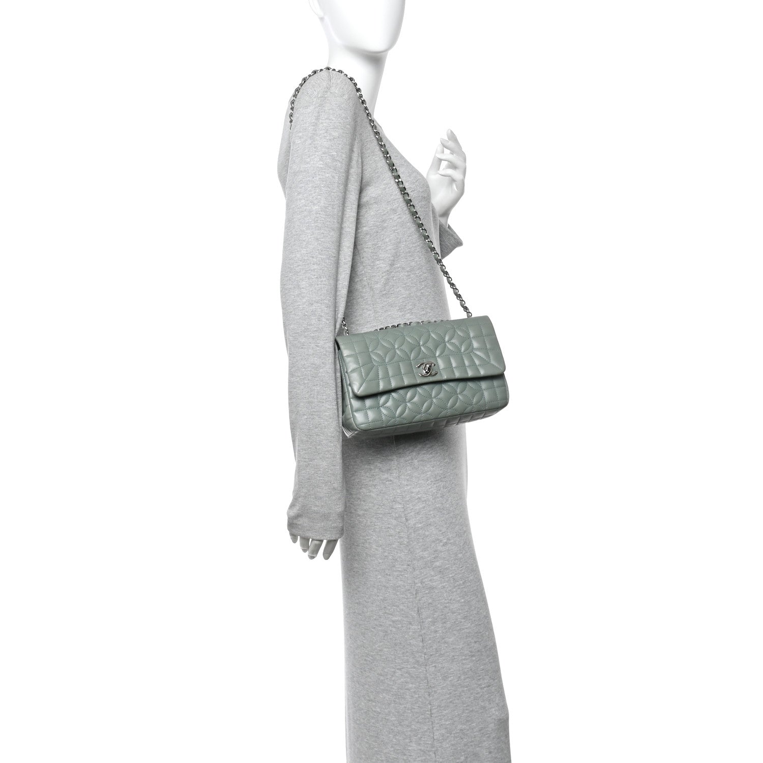 Chanel Lambskin Quilted Lady Graphic Flap Green 2 of 11