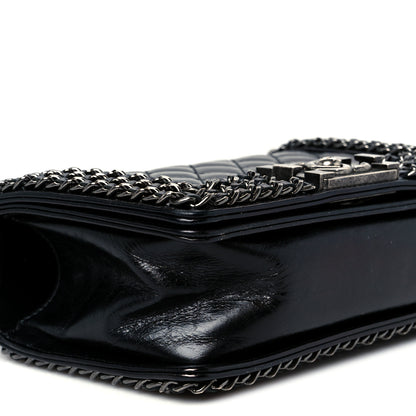 Chanel Glazed Calfskin Quilted Small Boy Chained Flap Black 9 of 10