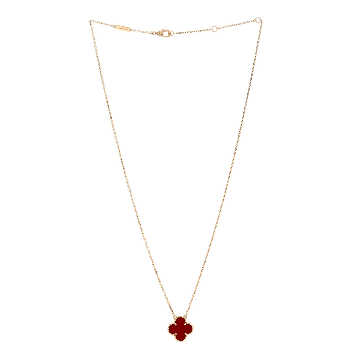 18K Yellow Gold Carnelian Vintage Alhambra Pendant Necklace