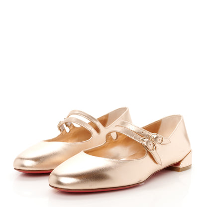 Christian Louboutin Calf Laminato Satin Sweet Jane Flats 37.5 Leche 4 of 10