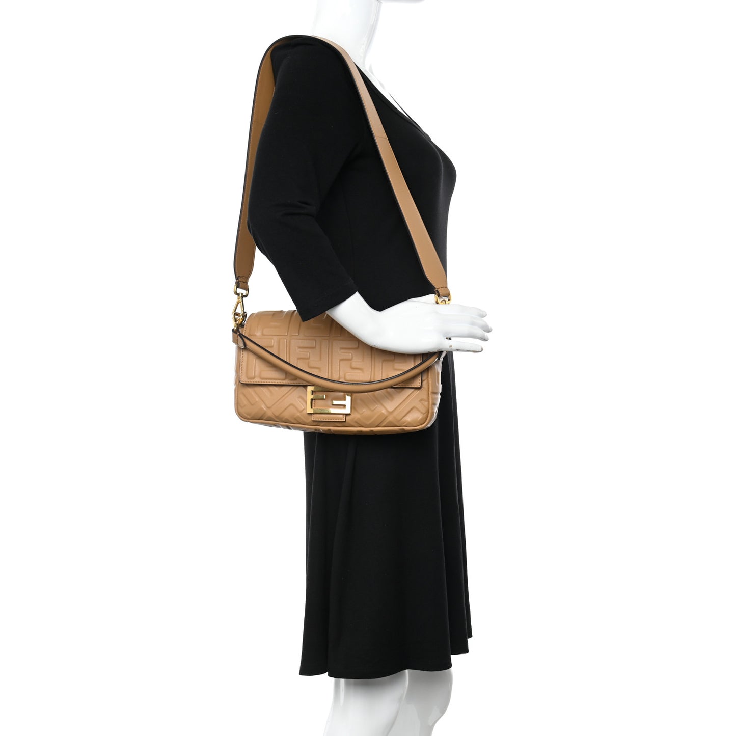 Nappa FF 1974 Embossed Baguette Miele Scuro
