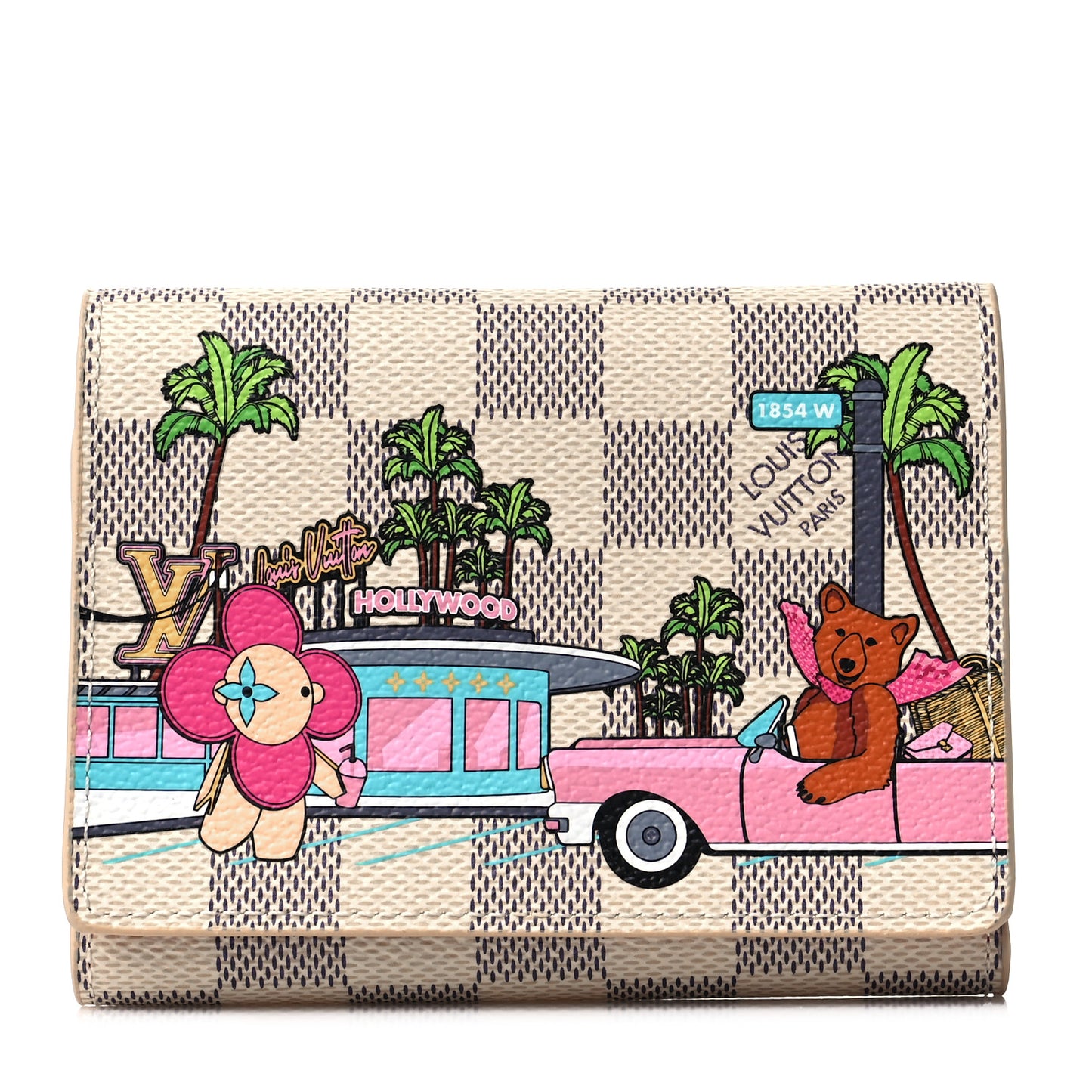 Damier Azur 2021 Christmas Animation Hollywood Victorine Wallet Fuchsia