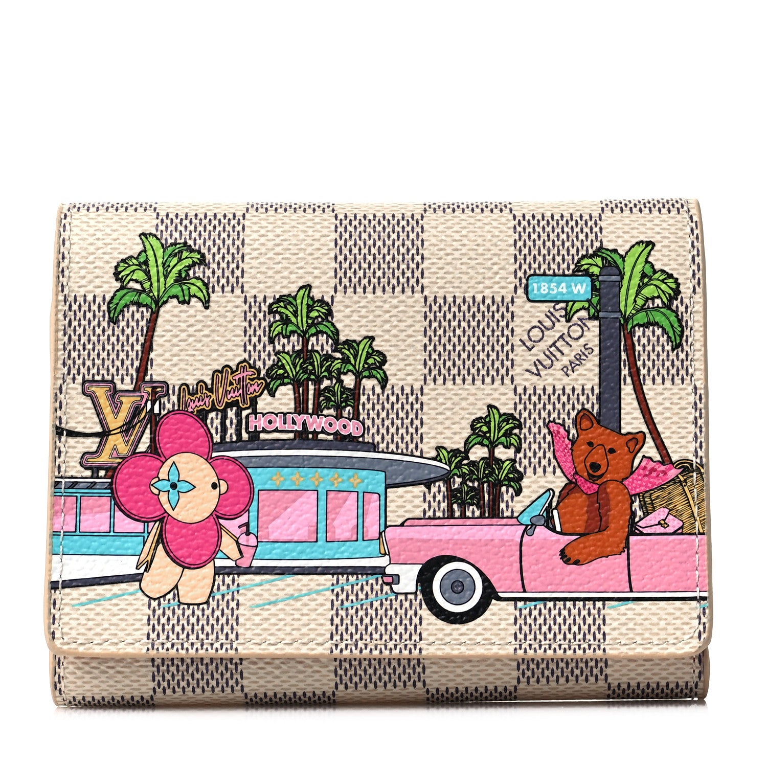 Louis Vuitton Damier Azur 2021 Christmas Animation Hollywood Victorine Wallet Fuchsia 1 of 9