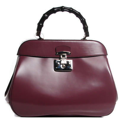 Gucci Regent Calfskin Bamboo Large Lady Lock Top Handle Bag Red Orchid 1 of 7