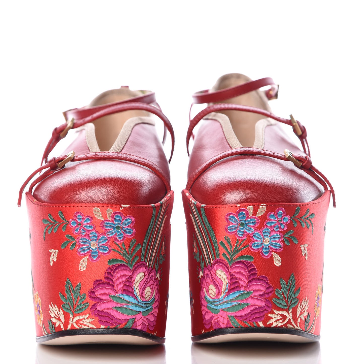Malaga Kid Silk Hannelore Detachable Platform Slide 37 Hibiscus Red