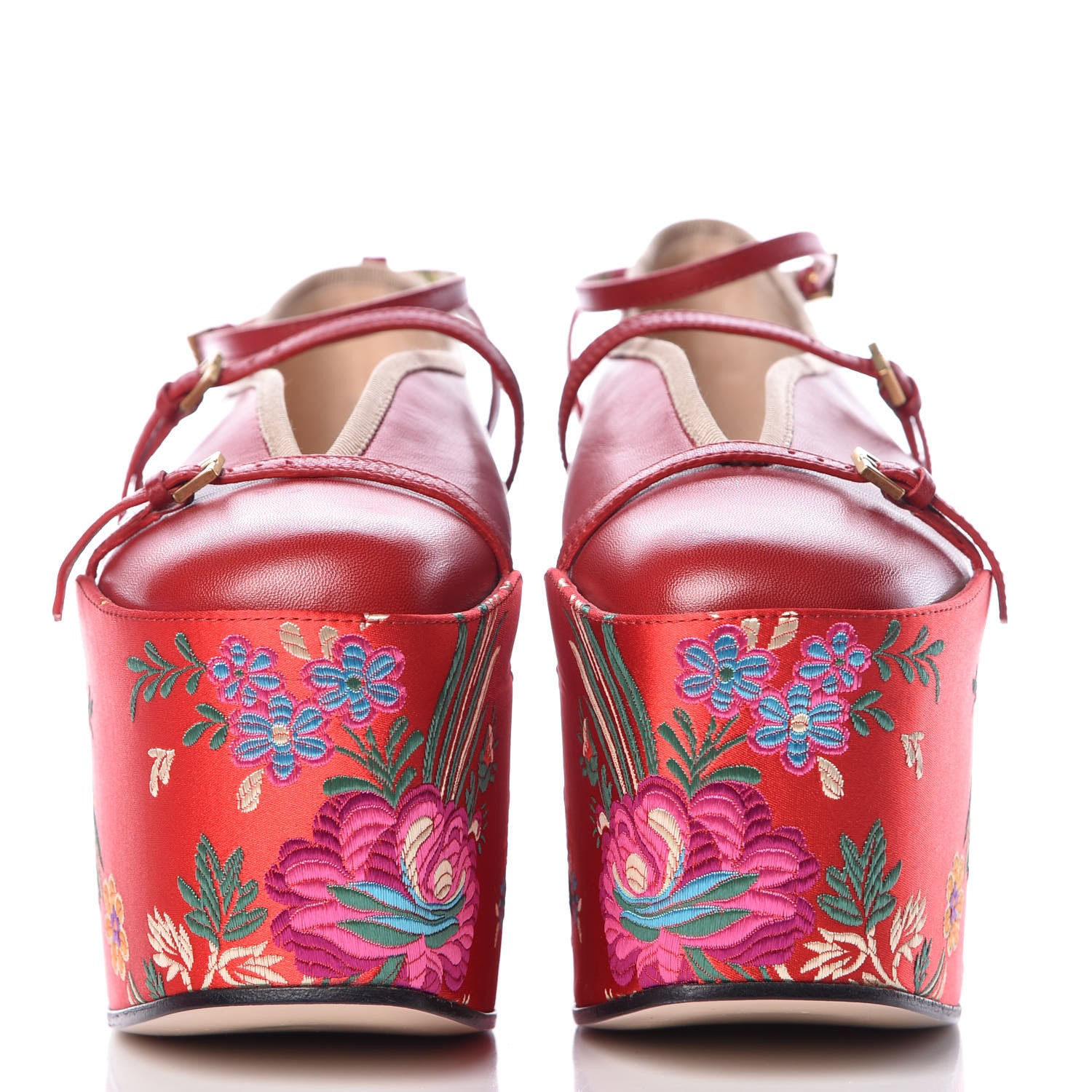 Gucci Malaga Kid Silk Hannelore Detachable Platform Slide 37 Hibiscus Red 5 of 17
