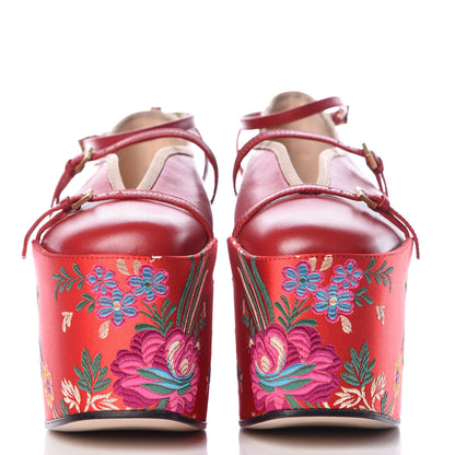 Gucci Malaga Kid Silk Hannelore Detachable Platform Slide 37 Hibiscus Red 5 of 17