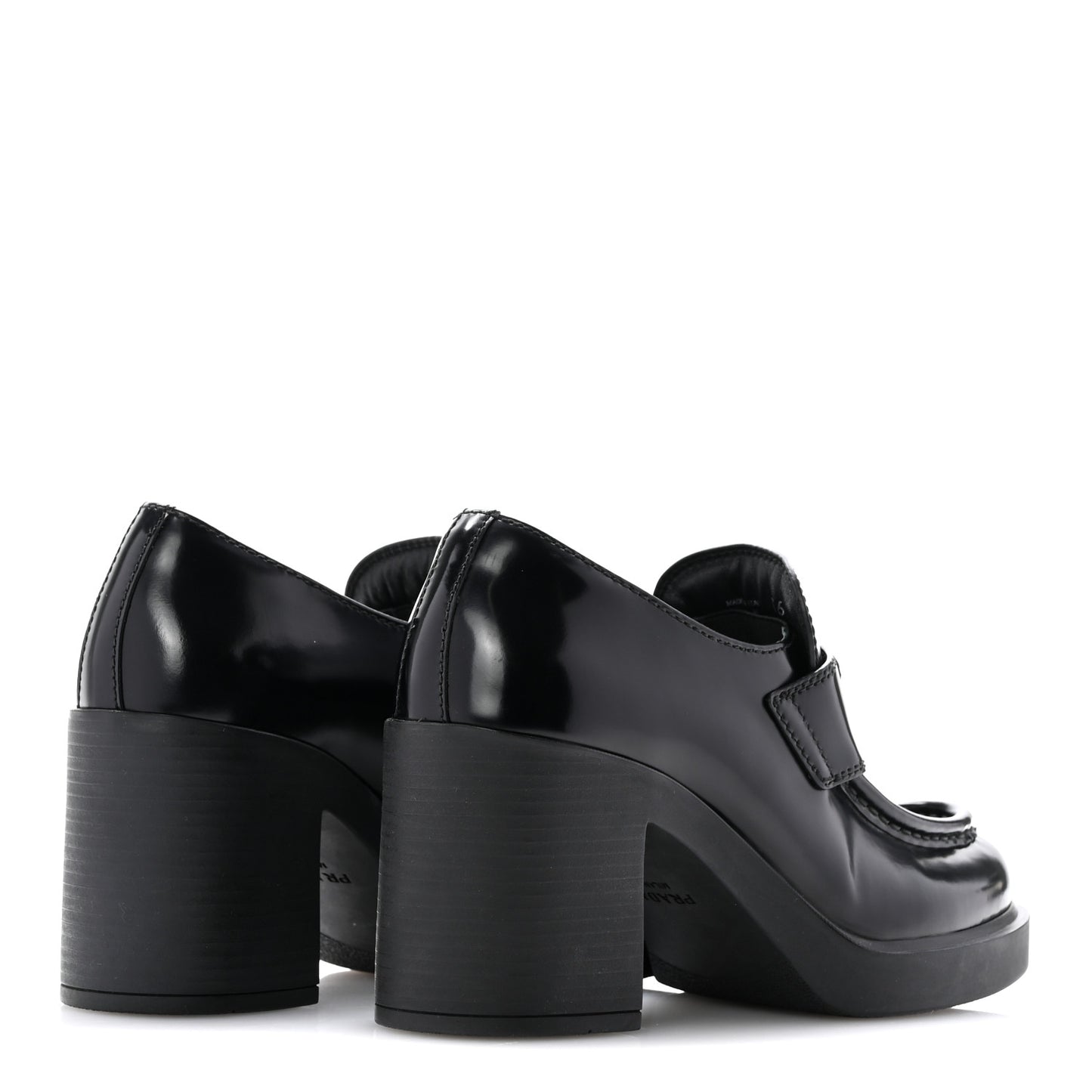 Spazzolato Metal Triangle Logo 85mm Loafers 36 Black