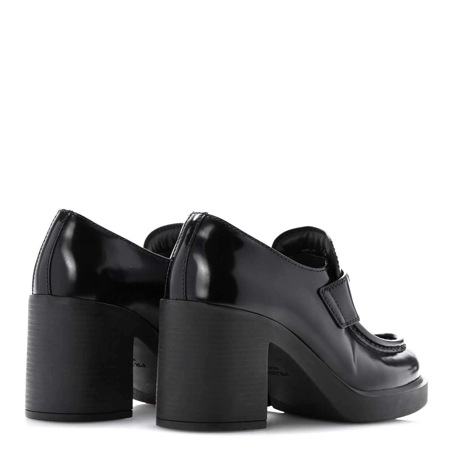 Prada Spazzolato Metal Triangle Logo 85mm Loafers 36 Black 5 of 10