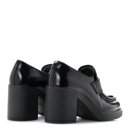 Prada Spazzolato Metal Triangle Logo 85mm Loafers 36 Black 5 of 10