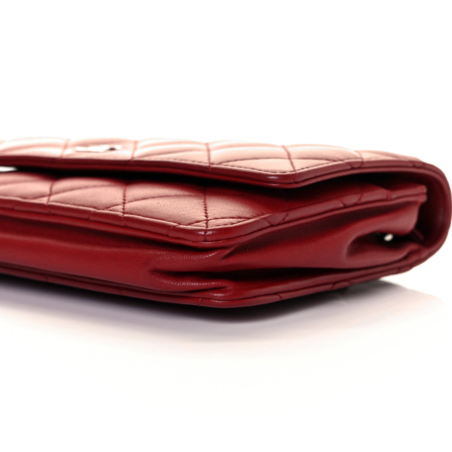 Chanel Lambskin Quilted Wallet On Chain WOC Red 28 of 28