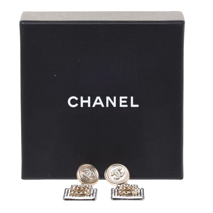 Chanel Crystal CC No 5 Perfume Bottle Drop Earrings Gold Silver 5 of 5