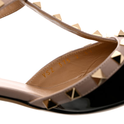 Valentino Garavani Patent Nappa Rockstud Ankle Strap 65mm Pumps 37 Black Poudre 6 of 11