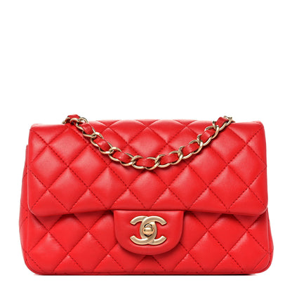 Chanel Lambskin Quilted Mini Rectangular Flap Red 1 of 8