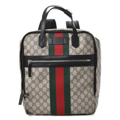 Gucci Soft GG Supreme Monogram Appia Calfskin Web Tote Backpack Beige Ebony Black 1 of 7
