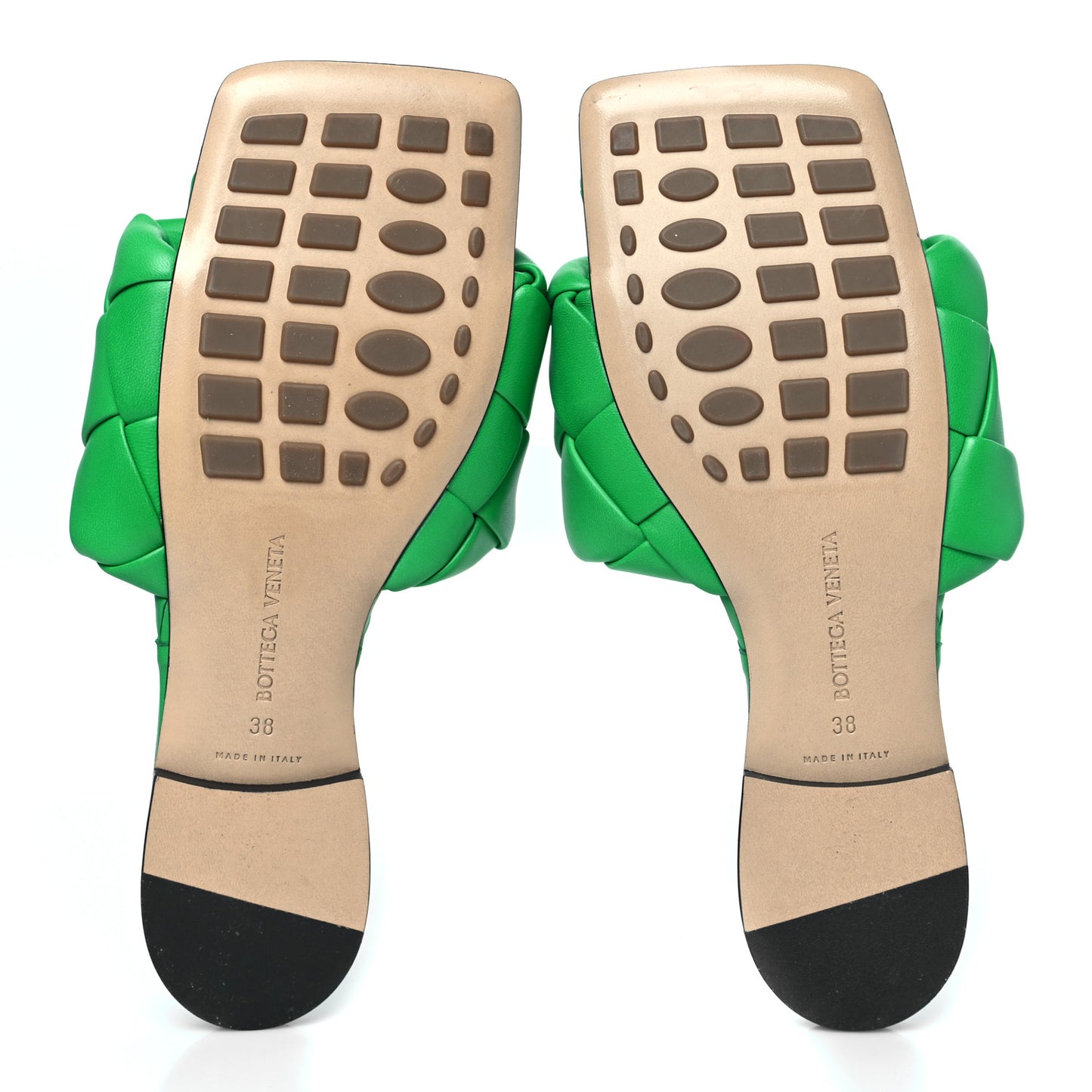 Nappa Maxi Intrecciato Lido Flat Sandals 38 Grass