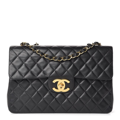 Chanel Lambskin Quilted XL Jumbo Single Flap Black 1 of 25