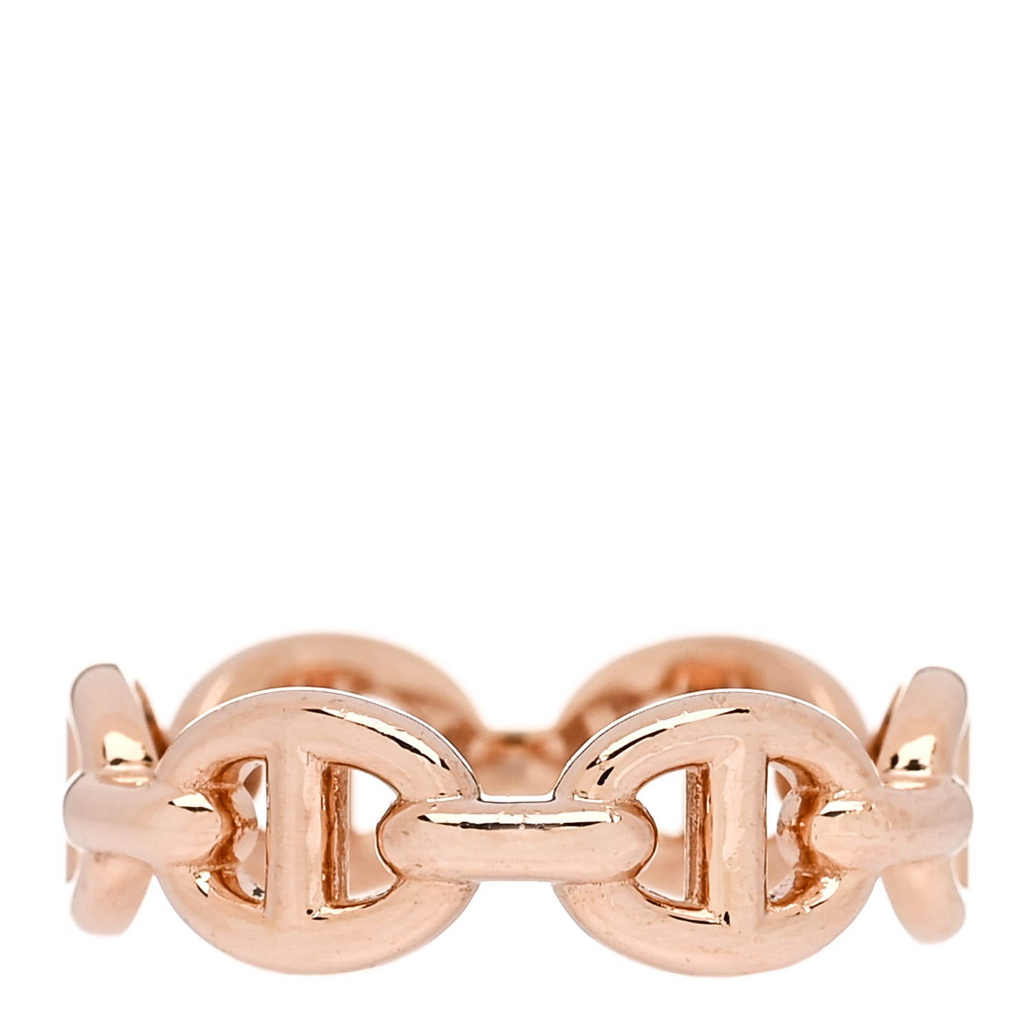 Hermes 18K Rose Gold PM Chaine d'Ancre Enchainee Ring 48 4.5 3 of 7