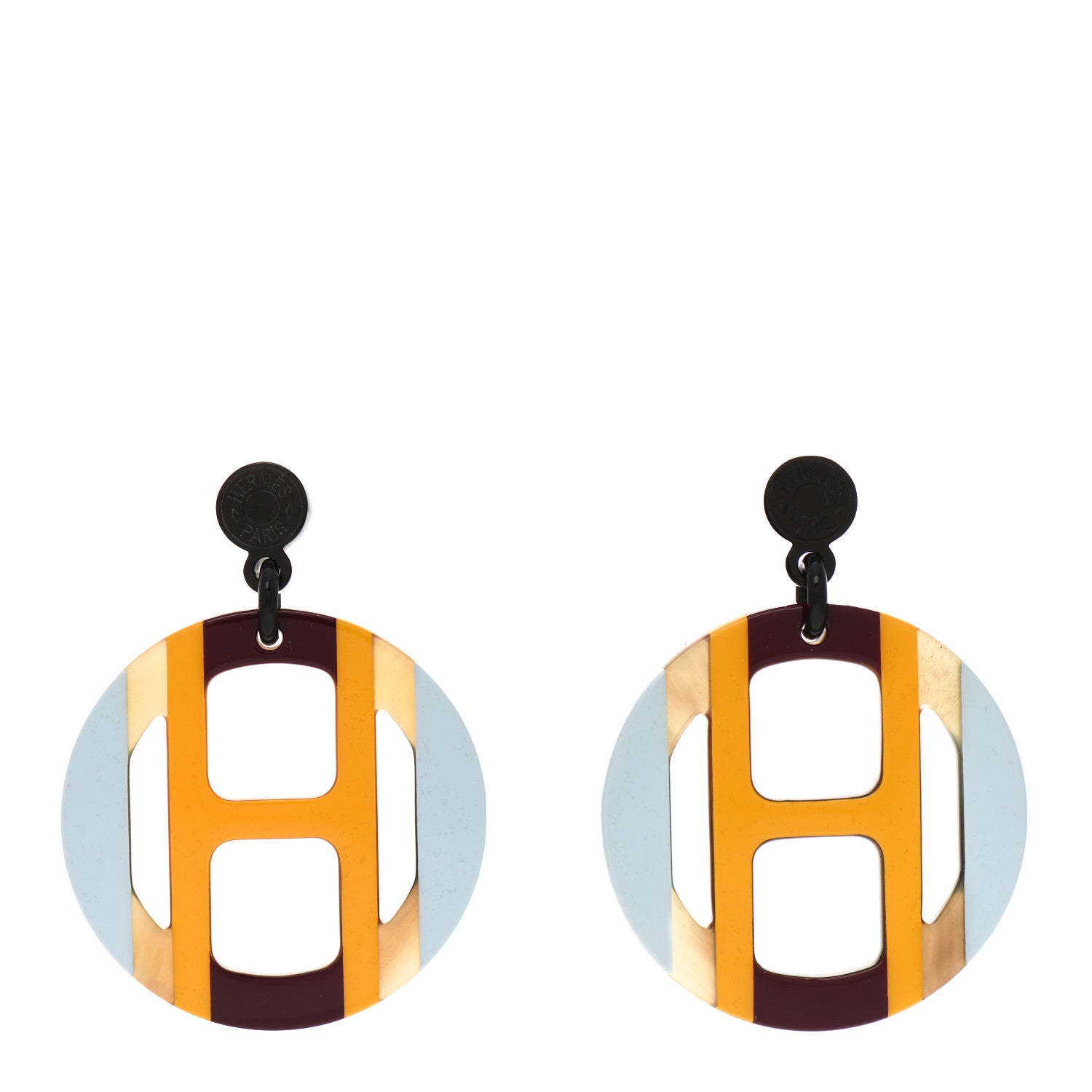 Hermes Lacquered Horn H Equipe Earrings Polaire 1 of 5